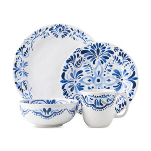 Classic Indigo Blue Four Piece Dinnerware Set